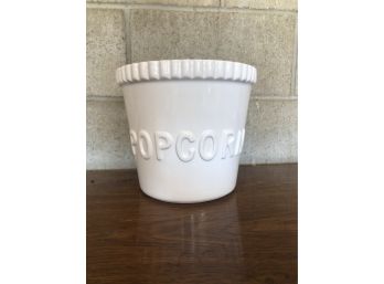 White Ceramic Popcorn Bowl