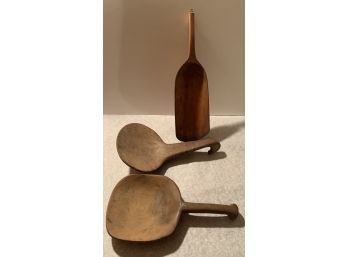 Three Primitive Wood Spoons