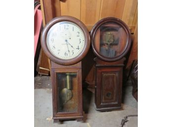 2 Antique Wood Wall Clock Cases Seth Thomas Oak