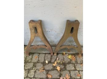 Pair Of Antique Industrial Factory Table Legs - 2 Of 2