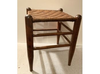 Wooden Shaker Style Stool With Woven Seat