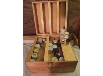 Wood Box Of Enamel Paints And Supplies