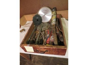 Vintage Wrenches, Skill Saw Blades In Wood Drawer