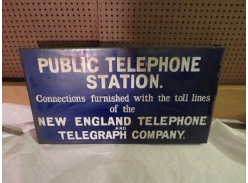 Vintage Public Telephone Enamel Flange Sign