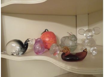 Assortment Of Glass Animals And Fruit