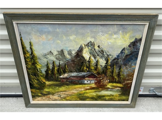 Vintage Oil Painting Mountainview