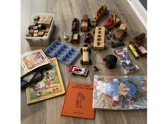 Vintage Wood Toy Lot & Miscellaneous Toys