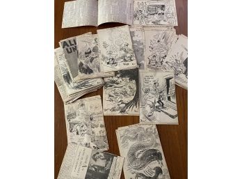 Vintage WW2 Lot Of Dozens Of Black & White Editorial Art Comic Lot 1