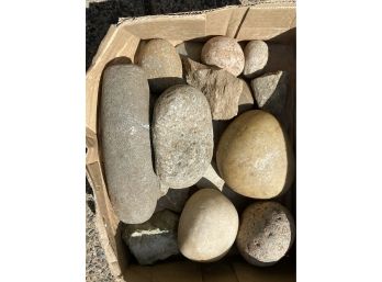 Antique  Native American Box Of Primitive Rock Tools