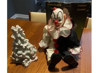 Vintage Porcelain Funny Clown & Lenox Holiday Traditions Christmas Tree