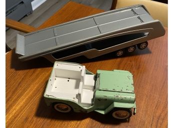 Vintage Toy Tonka Jeep And Car Carrier