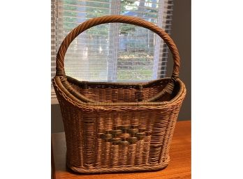 Vintage Wicker Basket Design On Side With Handle