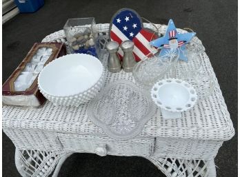 Miscellaneous Lot Including Flag Heart, Milk Glass