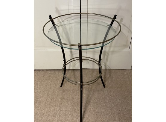 Round Metal Frame And Glass Top Side Table