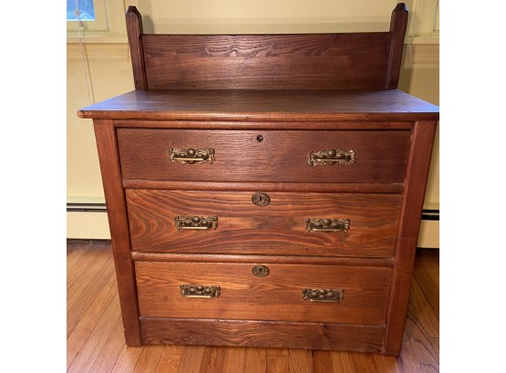 Vintage Oak Three Drawer Storage Chest