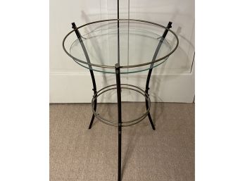 Round Metal Frame And Glass Top Side Table