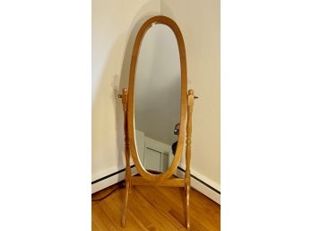 Oval Wood Frame Floor Swivel Mirror