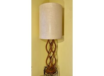 Open Wood Lattice MCM Table Lamp