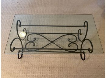 Wrought Iron And Tempered Glass Top Cocktail Table