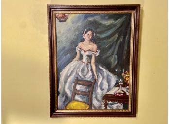 Oil On Canvas Of Pretty Woman With Chair By Joanna James
