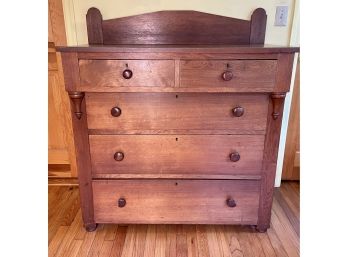 Vintage Cherry Wood Chest Of Five Drawers