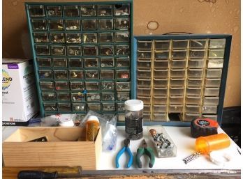 Lot Of Misc Small Item Storage With Nuts Bolts Screws Etc !
