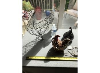 3 Roosters, 1 With Light