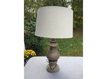 1 Wooden Lamp With Linen Like Shade