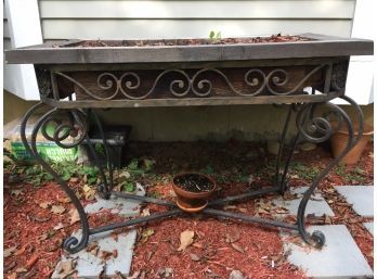 Wrought Iron And Wooden Planter