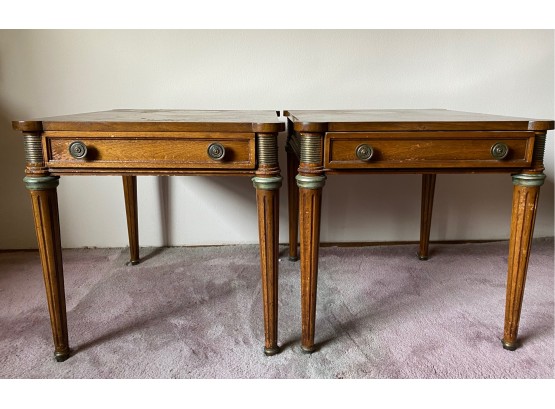 Pair Vintage Heirloom Weiman Wood Side Tables