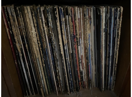 Over 50 Vinyl Records, Many Genres, Includes Wood Storage Crate