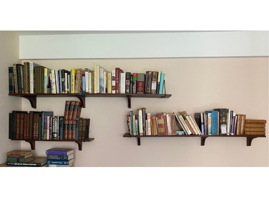 Mid Century Modern Solid Wood Wall Shelves, Books Not Included, 3 Pieces