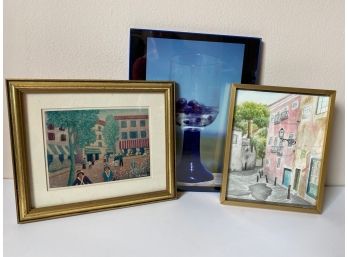 Street Scenes Including Original Watercolor & Photograph, Framed