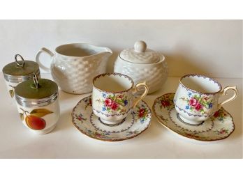 Vintage Royal Worcester & Royal Albert Tea Sets & Sugar Bowls, 8 Pieces