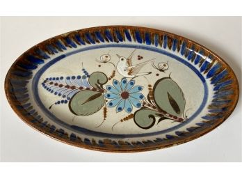 Vintage Large Hand Painted Ceramic Serving Dish, Signed