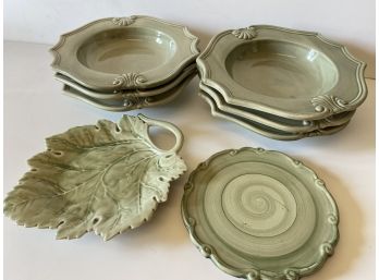 Bellini Arte Italica Dishes, Leaf Serving Platter & California Pantry Plate, 8 Pieces