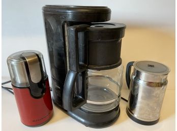 Krups 12 Cup Coffee Maker, Kitchen Aid Grinder & Nespresso Warming Cup