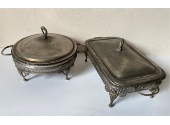 Set Marinex Silverplate Sterno Heaters Serving Dishes