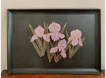 Vintage 1970s Couroc Of Monterey Resin Serving Tray With Irises