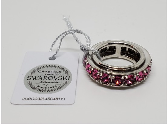 Spinner Band Ring In Platinum Bond Brass Made With Rose Swarovski Crystals