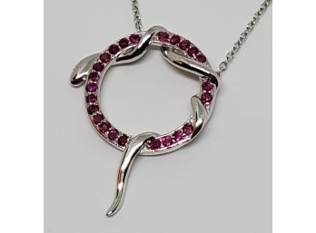 Beautiful Ruby Pendant Necklace In Sterling With Wrap Around Snake