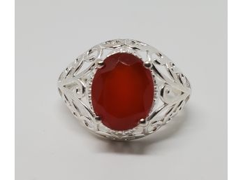 Red Onyx Ring In Sterling Silver