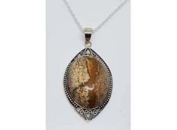Artisan Crafted Picture Jasper Pendant Necklace In Sterling