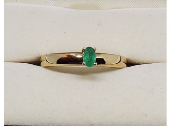 Brazilian Emerald Ring In 14k Yellow Gold Over Sterling