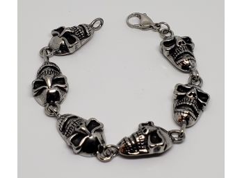 Black Oxidized Stainless Steel Skull Bracelet