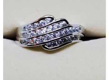 Premium Cubic Zirconia Ring In Sterling Silver