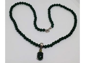 Green Aventurine, Multi Gemstone Pendant With Beaded Necklace In Stainless