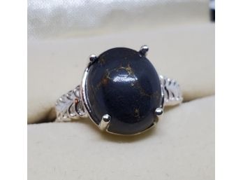 Mojave Black Turquoise Ring In Sterling