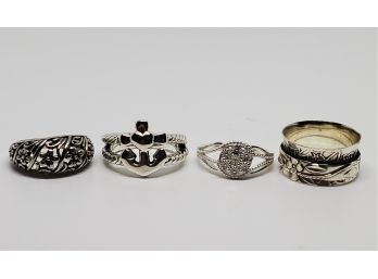 Lot Of 4 Beautiful Sterling Silver Rings