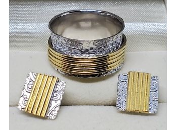 Spinner Ring & Matching Earrings In Sterling